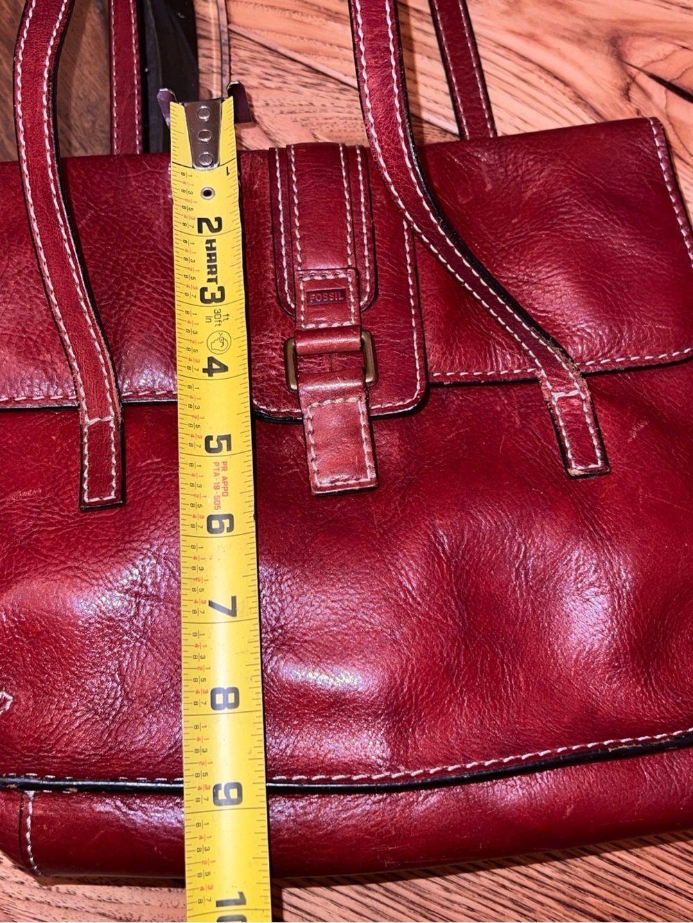 Vintage FOSSIL Sedona Red Saddle Leather Double Handle Handbag Purse - Picture 13 of 14